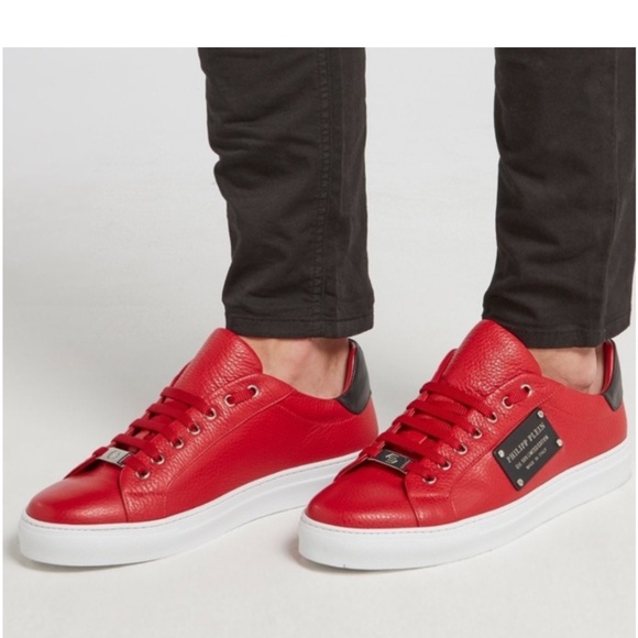 Philipp Plein “The Plein Original” Red Leather Sneakers – 9.5 - Picture 5 of 7